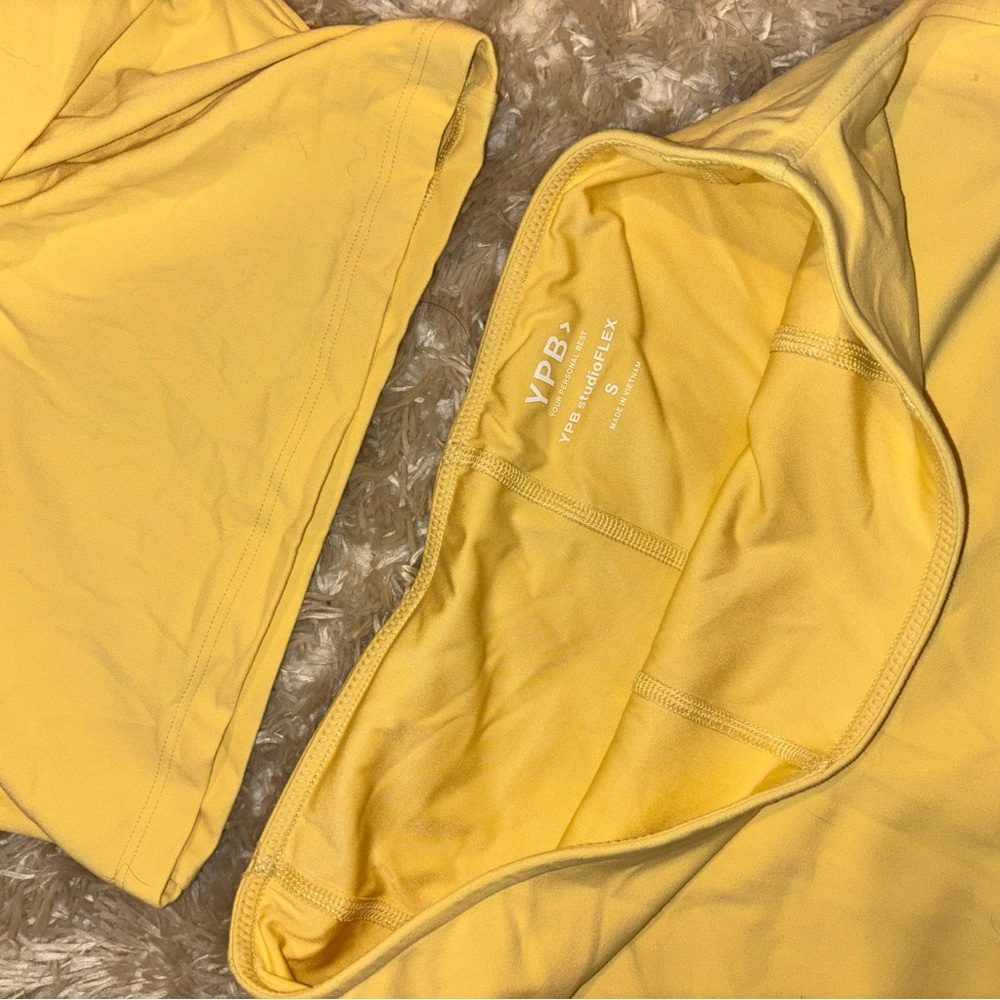 Abercrombie YPB - Bright Yellow Two-Piece Athleisure Crop Top & Skirt Set - Picture 2 of 3